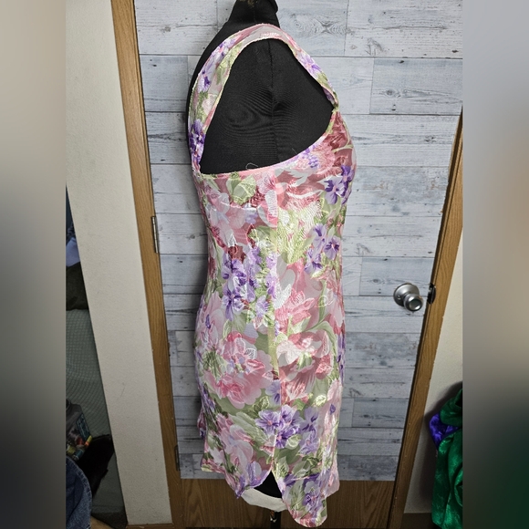 Vtg 80's Inner Most Floral Sheer Slip Dress - Picture 2 of 6